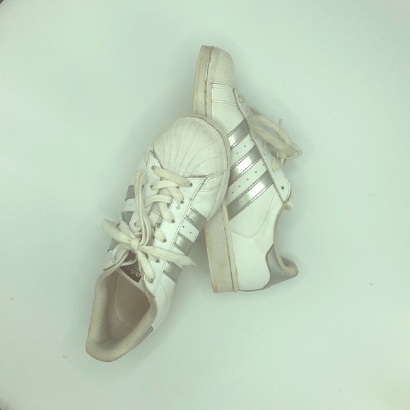 adidas Shoes - Silver Adidas Superstar Sneakers (used)